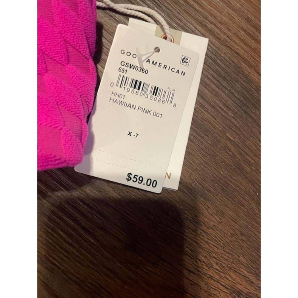 Good American Size 7 (4XL) Better Bikini Demi Top & Bottom Hawaiian Pink - Picture 4 of 5